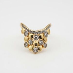 MODERN ABSTRACT, CZ GOLD ADJUSTABLE RING
